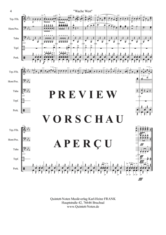 Produktgalerie: Seite 5 von 21 Wache West , , (Blechbläserquintett + Trillerpfeife, Schlagzeug)