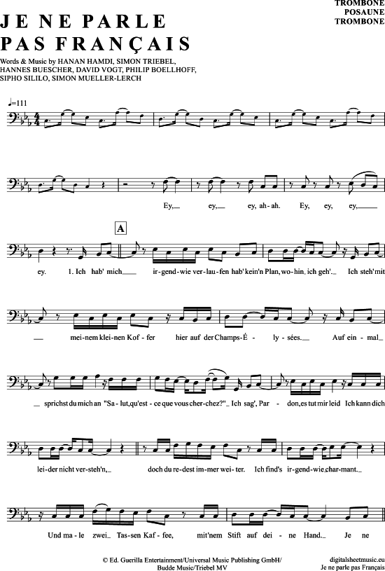 Product gallery: Page 1 of 5 Je Ne Parle Pas Francais , Namika, (Posaune / Bariton)