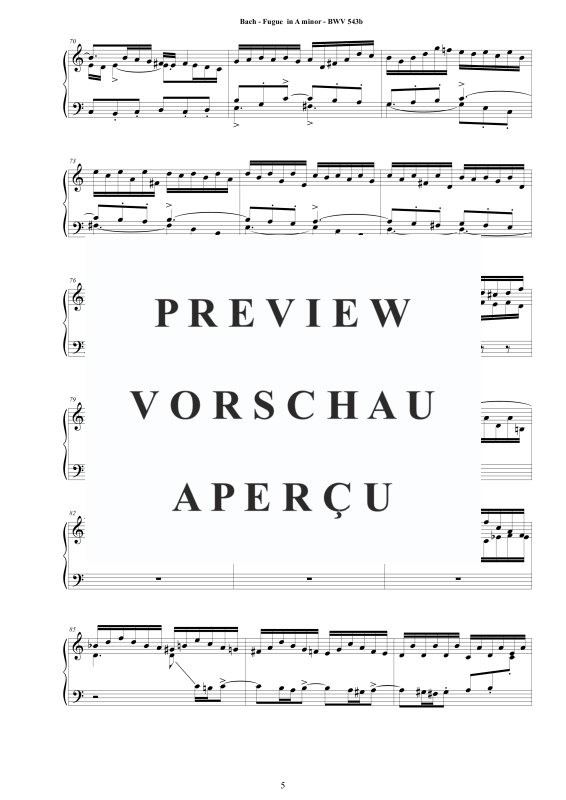 Produktgalerie: Seite 6 von 10 Fuge in A-Moll BWV 543b - Piano Version, , Klavier Solo