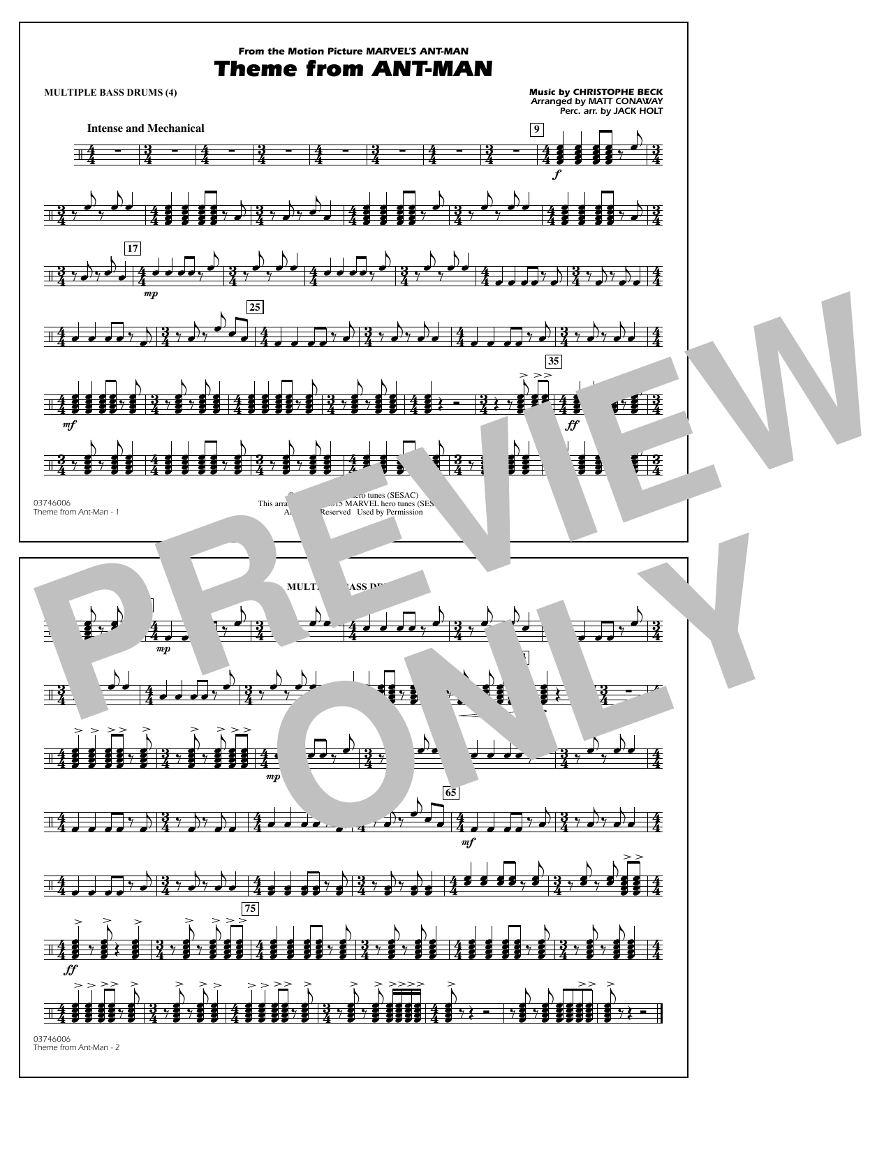 Product picture to: Theme from Ant-Man (Arr. Matt Conaway) - Multiple Bass Drums