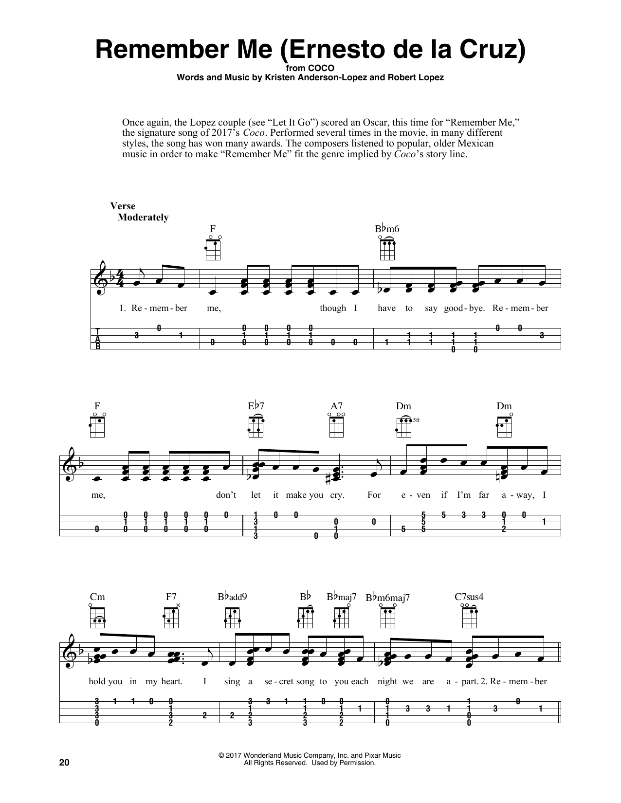 Produktgalerie: Seite 1 von 1 Remember Me (Ernesto de la Cruz) (from Coco) (arr. Fred Sokolow), Kristen Anderson-Lopez & Robert Lopez, Ukulele