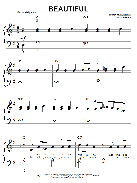 Produktgalerie: Seite 1 von 1 Beautiful, Christina Aguilera, Klavier