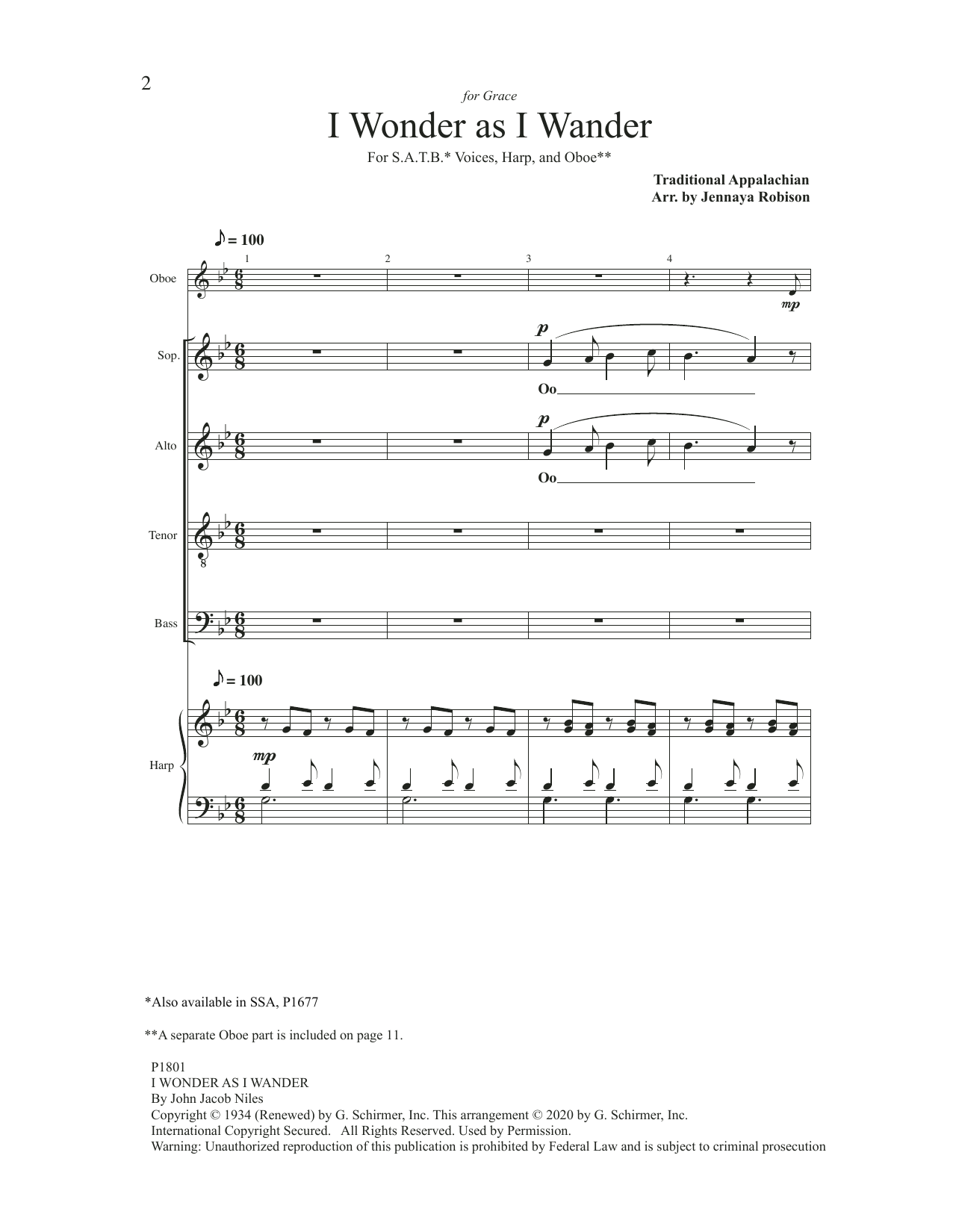 Produktbild zu: I Wonder As I Wander (arr. Jenny Robison)