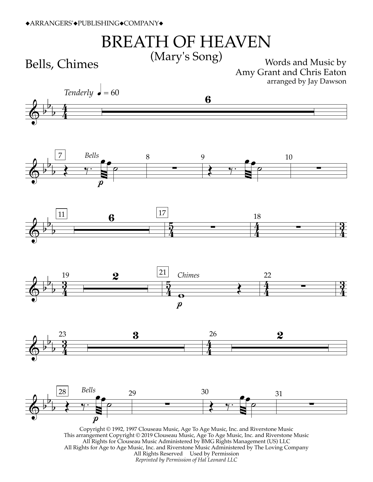 Product gallery: Page 1 of 1 Breath of Heaven (Mary's Song) (arr. Jay Dawson) - Bells, Chimes, Amy Grant