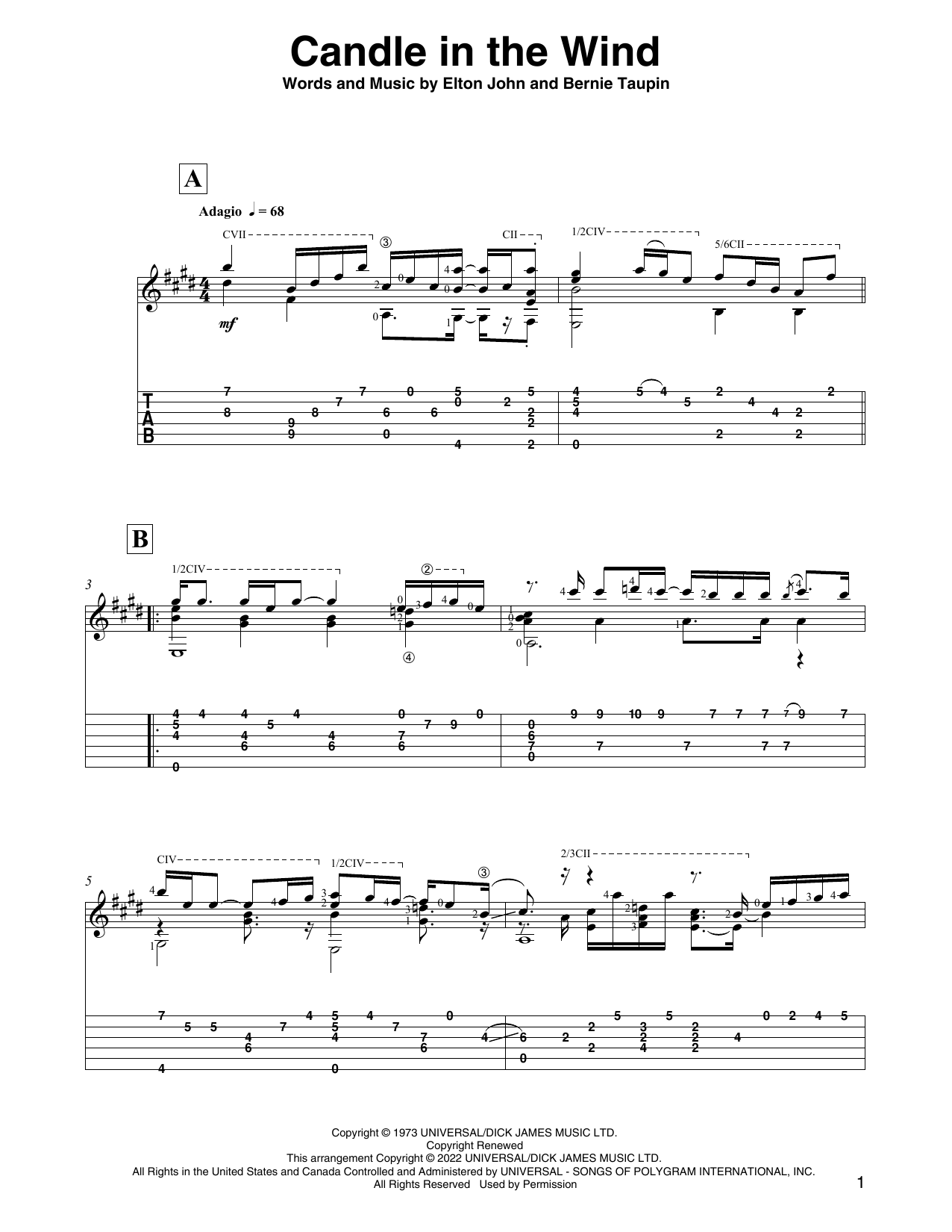Product picture to: Candle In The Wind (arr. David Jaggs)