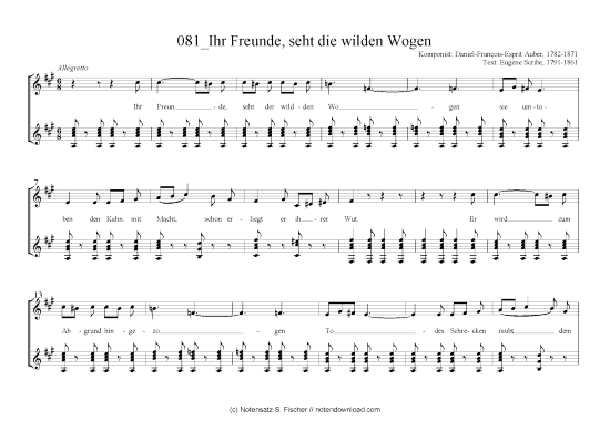 Product picture to: Ihr Freunde, seht die wilden Wogen Daniel-Francois-Esprit Auber, 1782-1871 / Eugene Scribe, 1791-1861