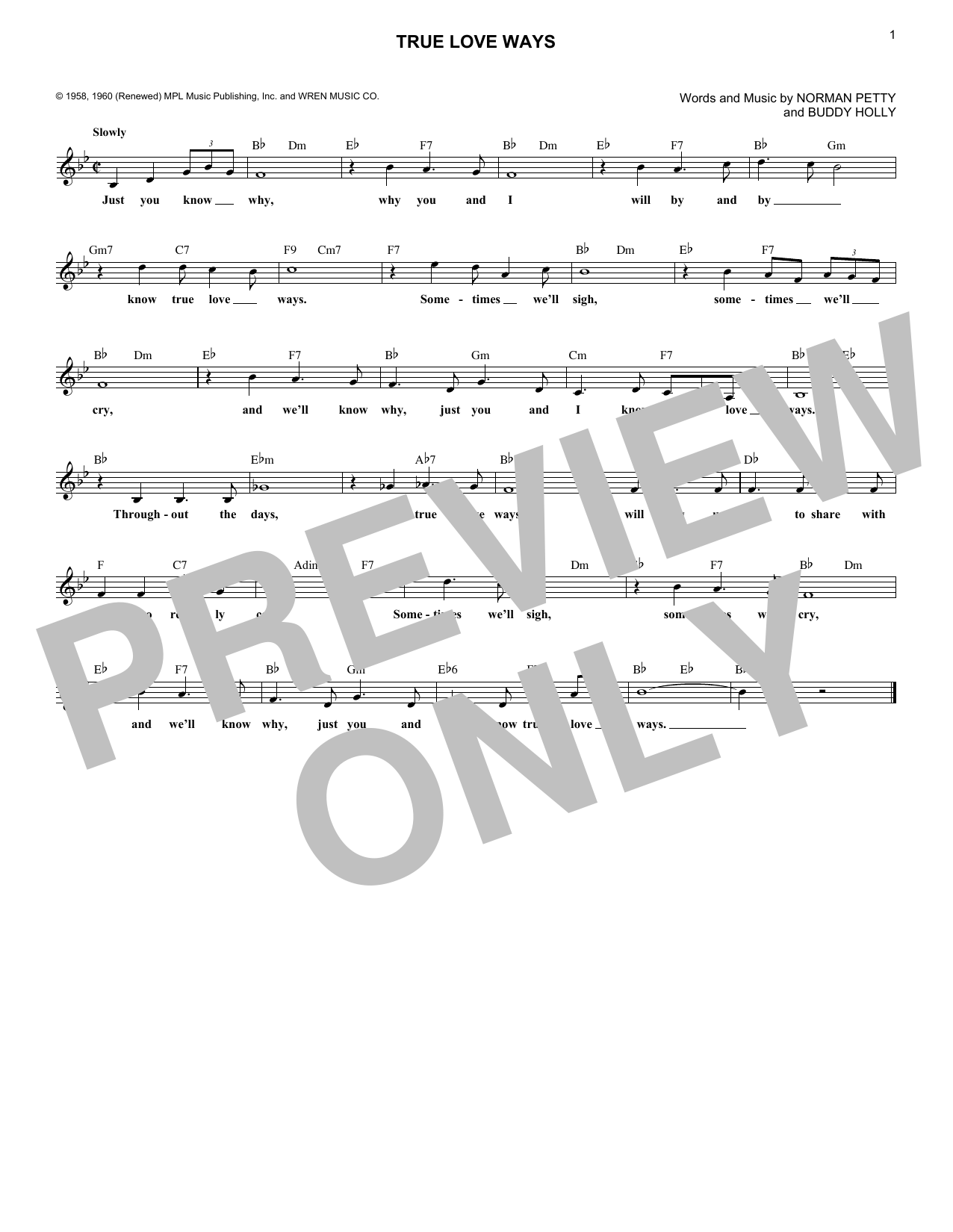 Product gallery: Page 1 of 1 True Love Ways, Buddy Holly