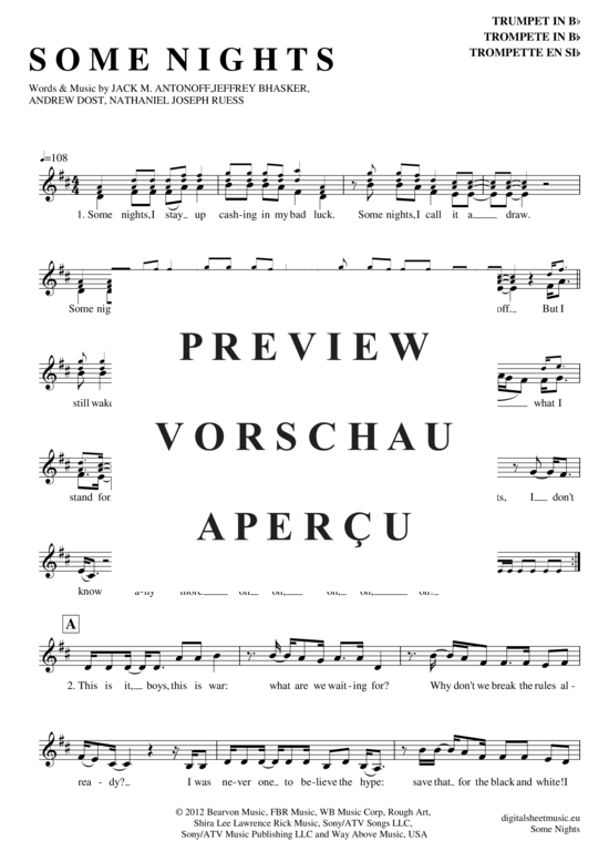 Produktgalerie: Seite 2 von 5 Some nights , Fun, Trompete in B