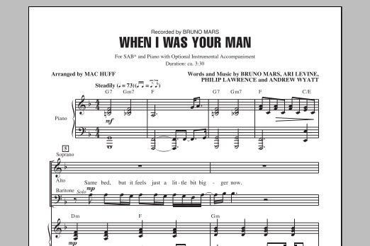 Product picture to: When I Was Your Man (arr. Mac Huff)
