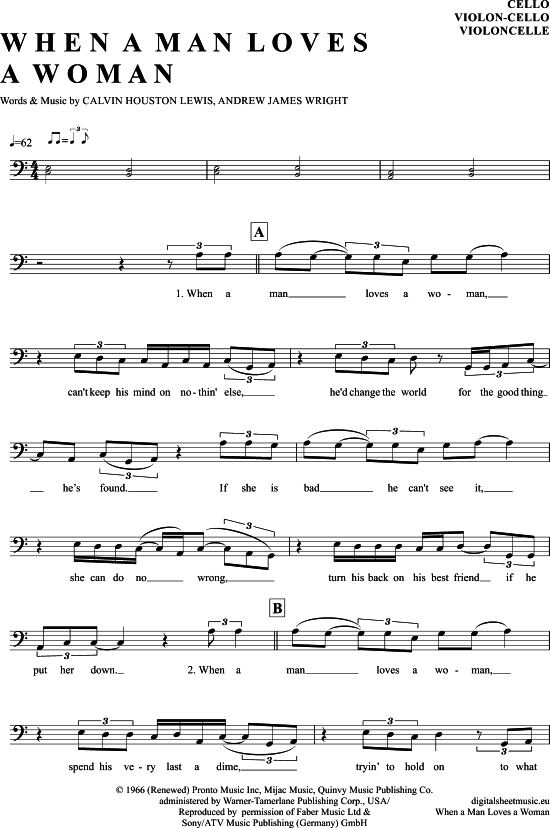 Produktgalerie: Seite 1 von 4 When a man loves a woman , Sledge, Percy, (Violon-Cello)