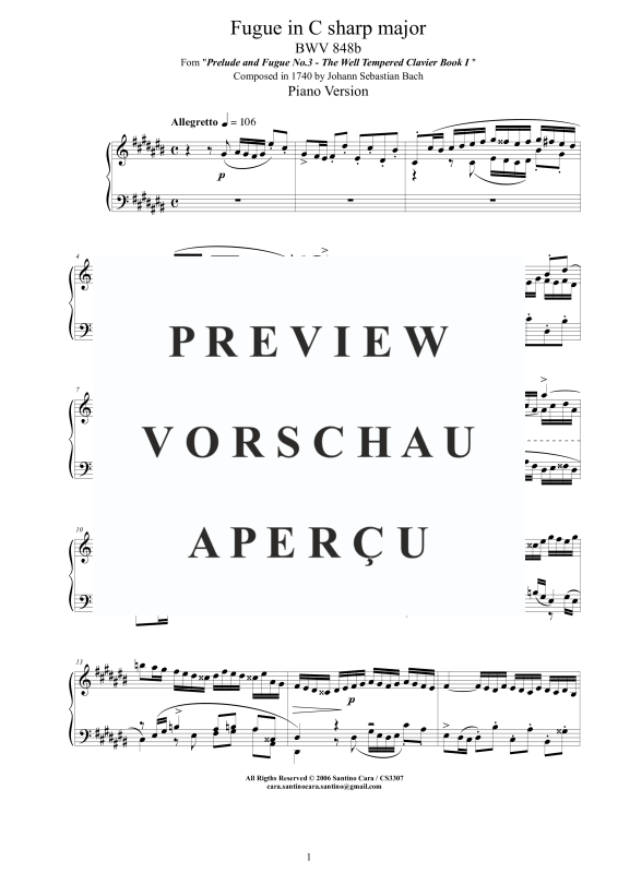 Produktgalerie: Seite 2 von 6 Fuge in Cis-Dur BWV 848b, , Klavier Solo