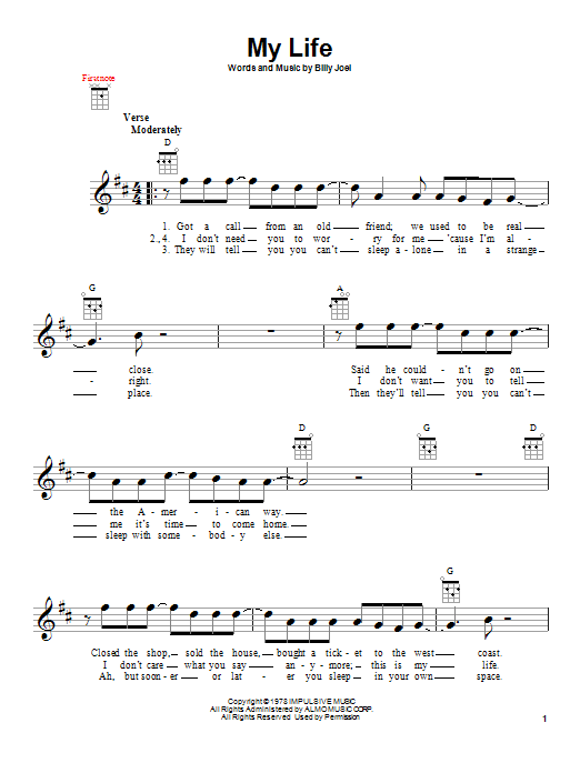 Product gallery: Page 1 of 1 My Life, Billy Joel