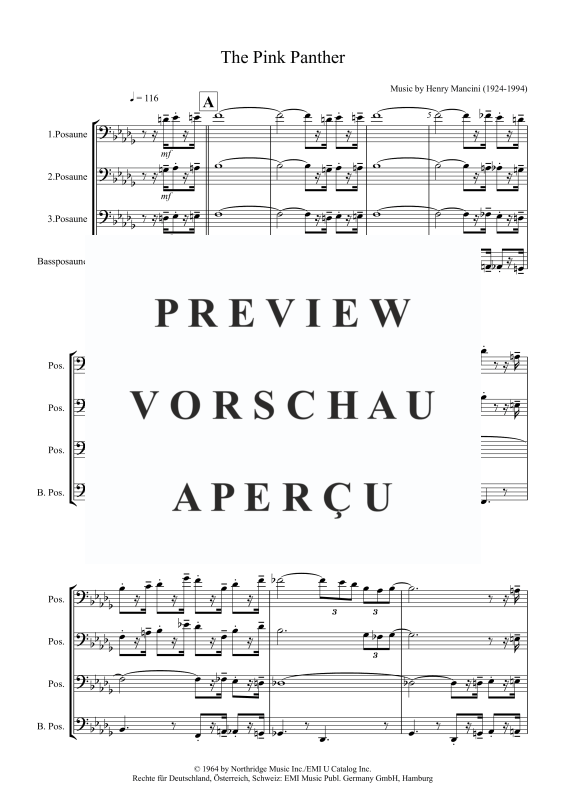 gallery: Pink Panther, , Trombone Quartet 3x Trombone and Bass Trombone