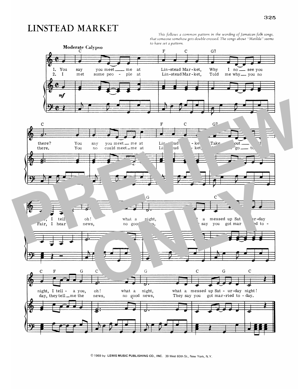 Produktgalerie: Seite 1 von 1 Linstead Market, Jamaican Folk Song, Gesang, Gitarre, Klavier