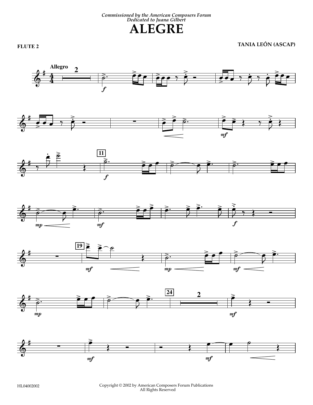 Produktgalerie: Seite 1 von 1 Alegre - Flute 2, Tania Leon, Ensemble