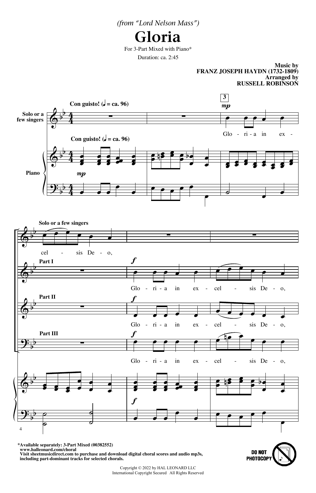 Product picture to: Gloria (from Lord Nelson Mass) (arr. Russell Robinson)