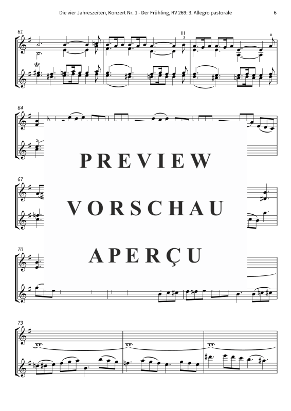 Produktgalerie: Seite 8 von 9 Die vier Jahreszeiten, Konzert Nr. 1 - Der Frühling - 3. Allegro pastorale, The Twiolins, (Geige)