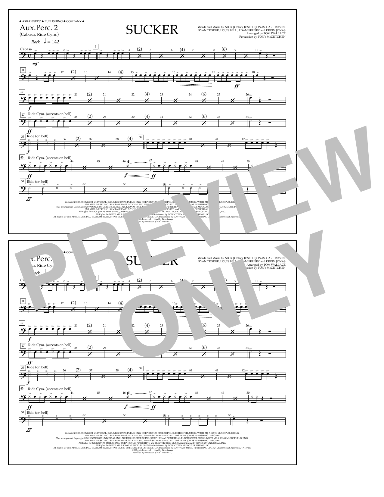 Product picture to: Sucker (arr. Tom Wallace) - Aux. Perc. 2