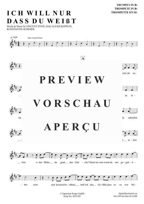 gallery: Ich will nur dass du weißt , SDP, Tawil, Adel, Trompete in B