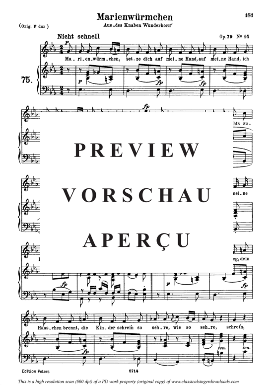 Product gallery: Page 2 of 3 Marienwürmchen Op.79 No.14, , Medium Voice and Piano