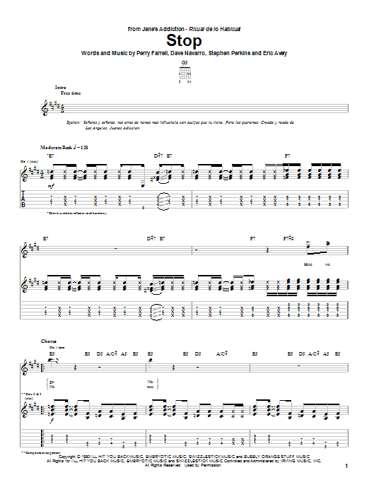 Produktgalerie: Seite 1 von 1 Stop, Jane's Addiction, Gitarre