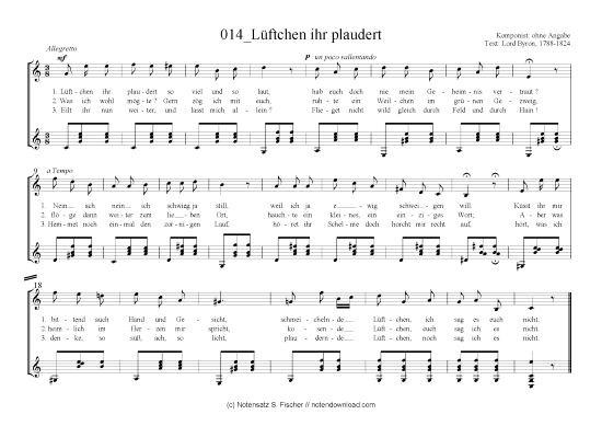 Produktbild zu: Lüftchen ihr plaudert ohne Angabe / Lord Byron, 1788-1824