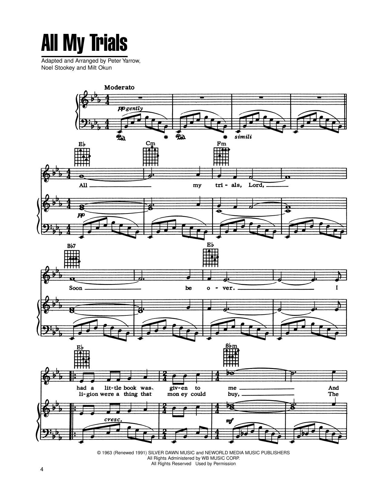 Produktgalerie: Seite 1 von 1 All My Trials, Peter, Paul & Mary, Gesang, Gitarre, Klavier