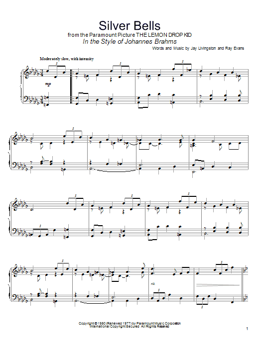 Product gallery: Page 1 of 1 Silver Bells (in the style of Johannes Brahms) (arr. David Pearl), Jay Livingston