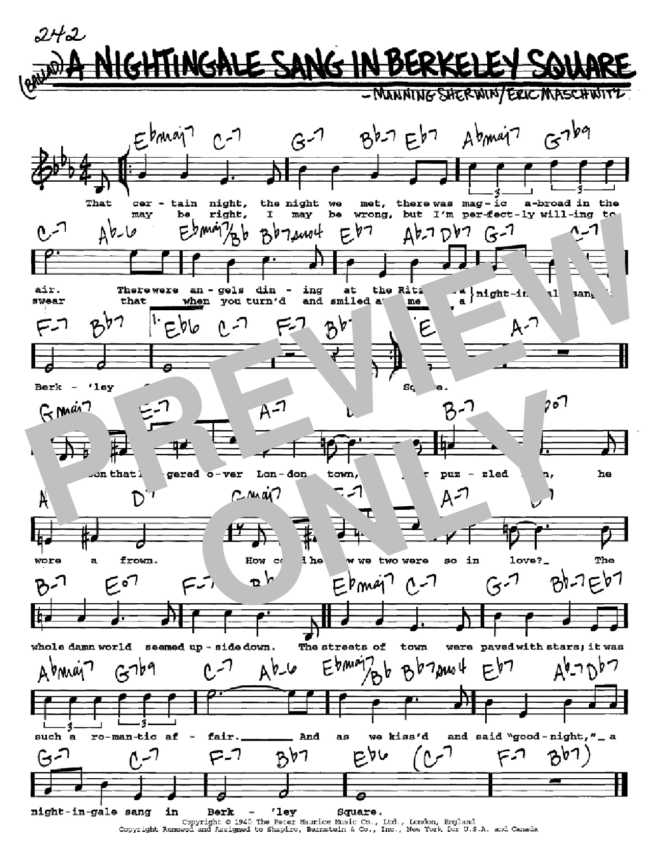 Product picture to: A Nightingale Sang In Berkeley Square