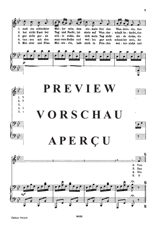 gallery: Das Wandern D.795-1 (Die Schöne Müllerin) , ,  (Gesang hoch + Klavier)