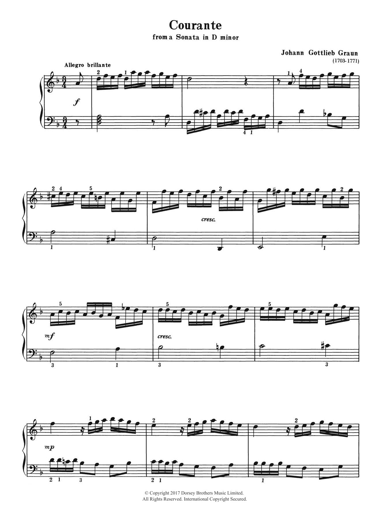 Product picture to: Courante (from a Sonata in D Minor)