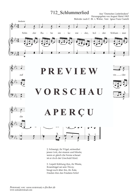 Product picture to: Schlummerlied C. M. v. Weber, Text:  Ignaz Franz Castelli