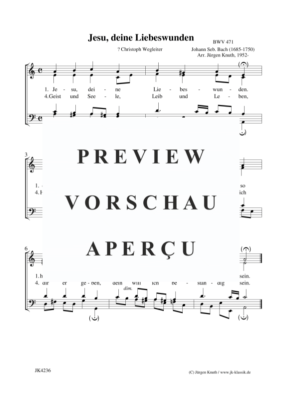 gallery: Jesu, deine Liebeswunden BWV 471, , Gemischter Chor