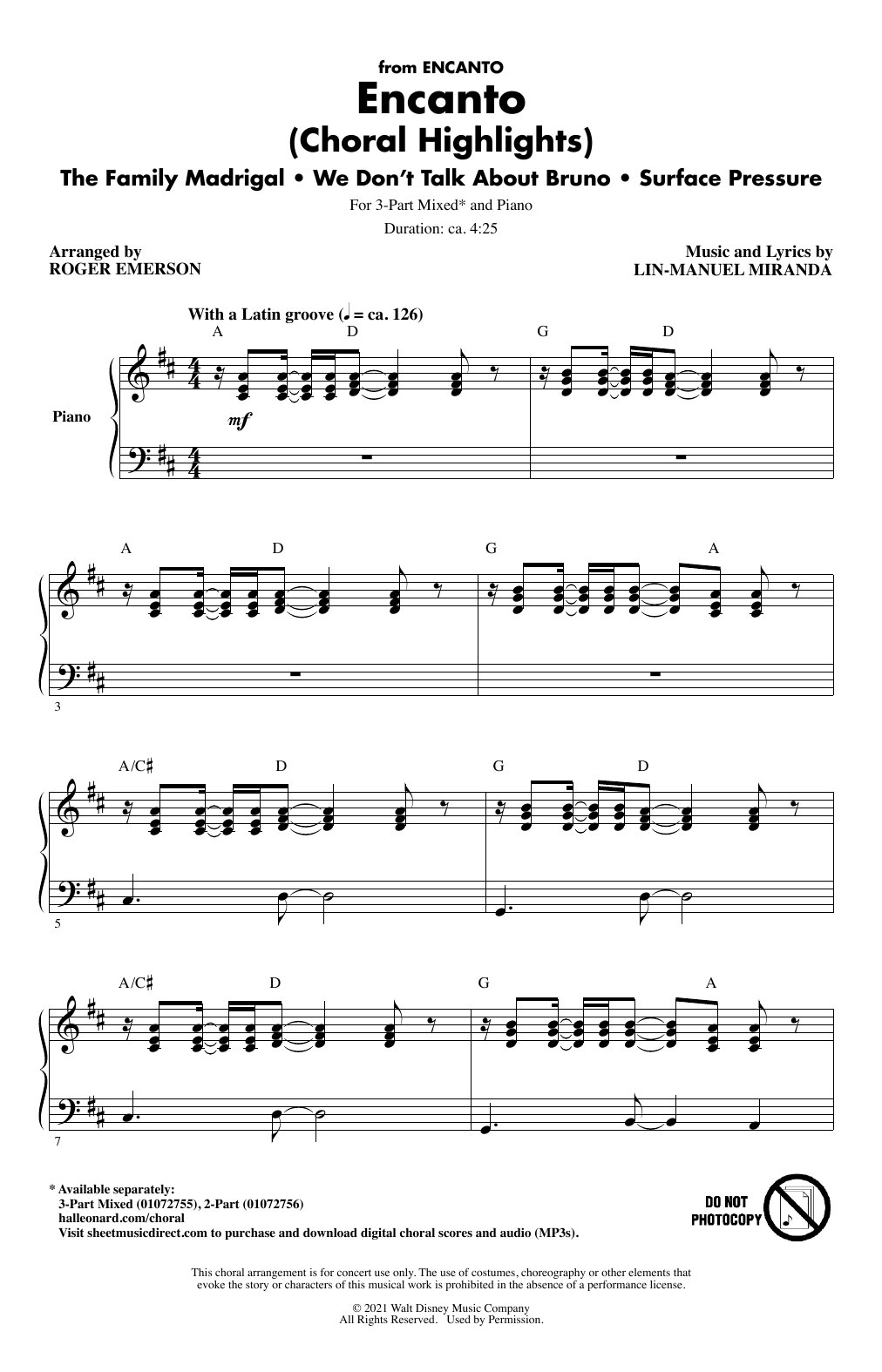 Product gallery: Page 1 of 1 Encanto (Choral Highlights) (arr. Roger Emerson), Lin-Manuel Miranda