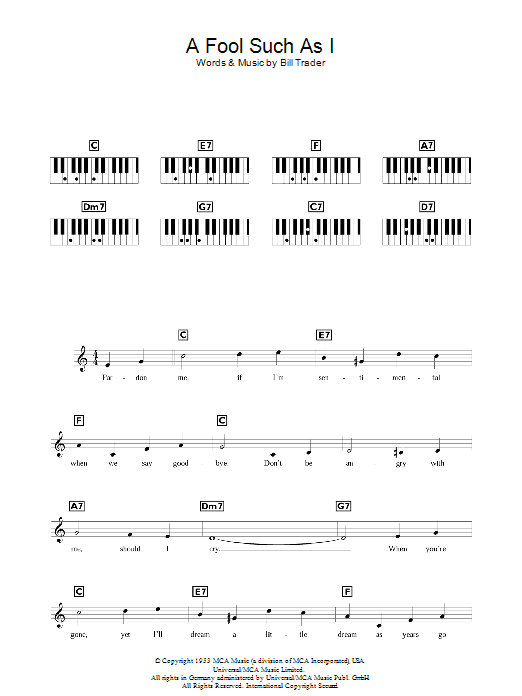Produktgalerie: Seite 1 von 1 (Now And Then There's) A Fool Such As I, Elvis Presley, Klavier