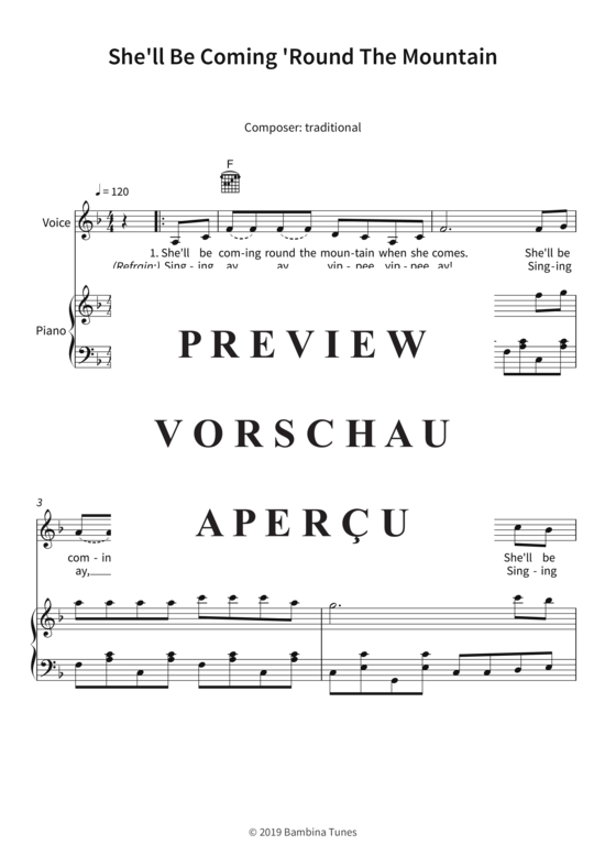 Produktgalerie: Seite 4 von 6 She´ll Be Coming ´Round The Mountain, , (Gesang + Klavier, Gitarre)