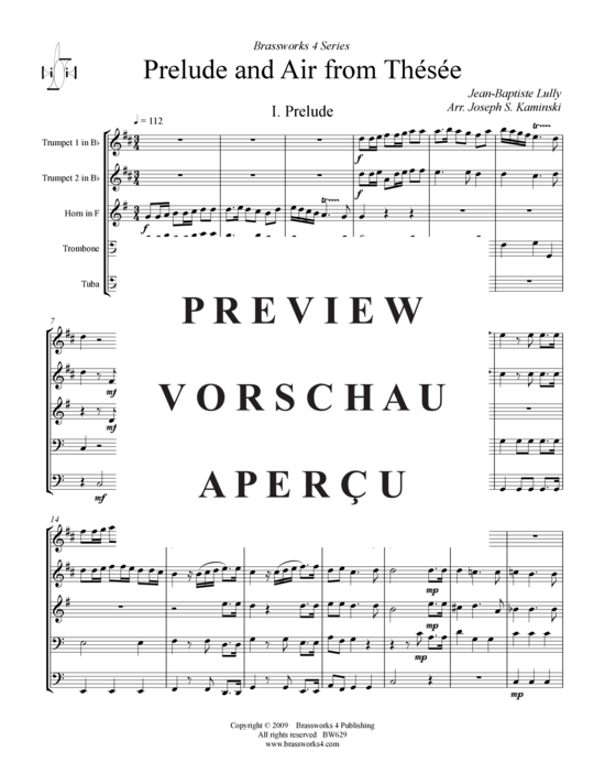 Produktgalerie: Seite 2 von 15 Prelude and Air from Thésée , , (Blechbläserquintett)
