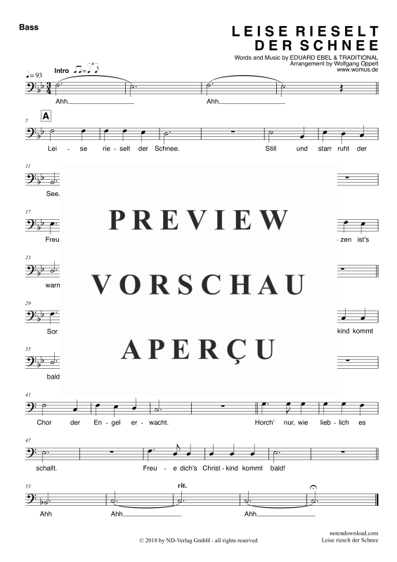 Produktgalerie: Seite 11 von 11 Leise rieselt der Schnee, , Männerchor/Ensemble TTB und Klavier - E-Bass und Drum Set optional