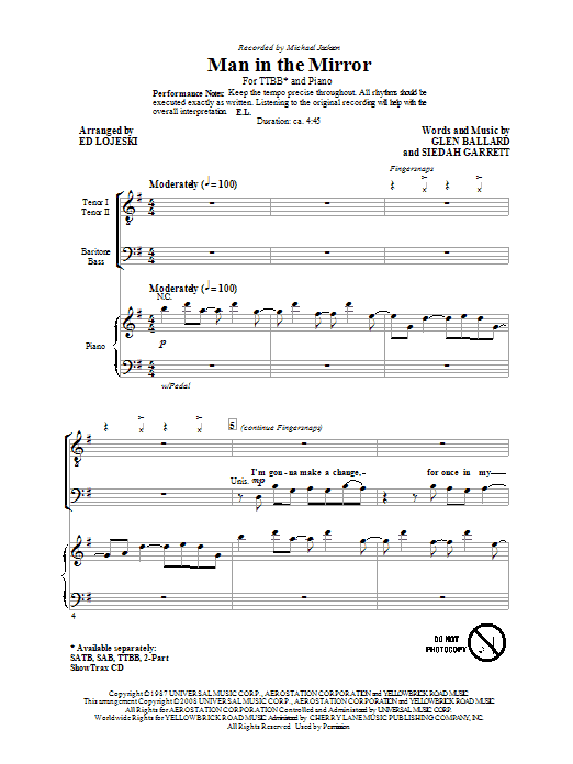 Produktbild zu: Man In The Mirror (arr. Ed Lojeski)