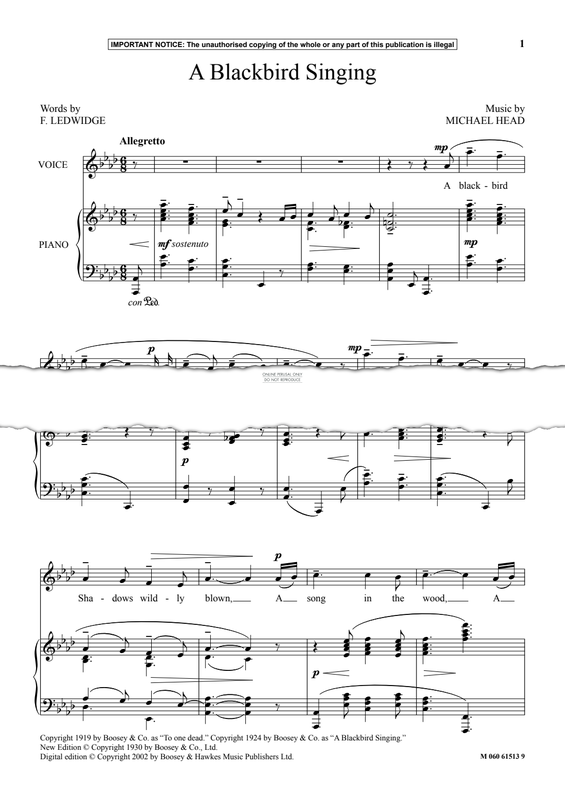 Produktgalerie: Seite 1 von 1 A Blackbird Singing, Michael Head, Gesang, Klavier