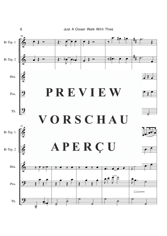 Produktgalerie: Seite 9 von 11 Just A Closer Walk With Thee, , (Blechbläser Quintett)