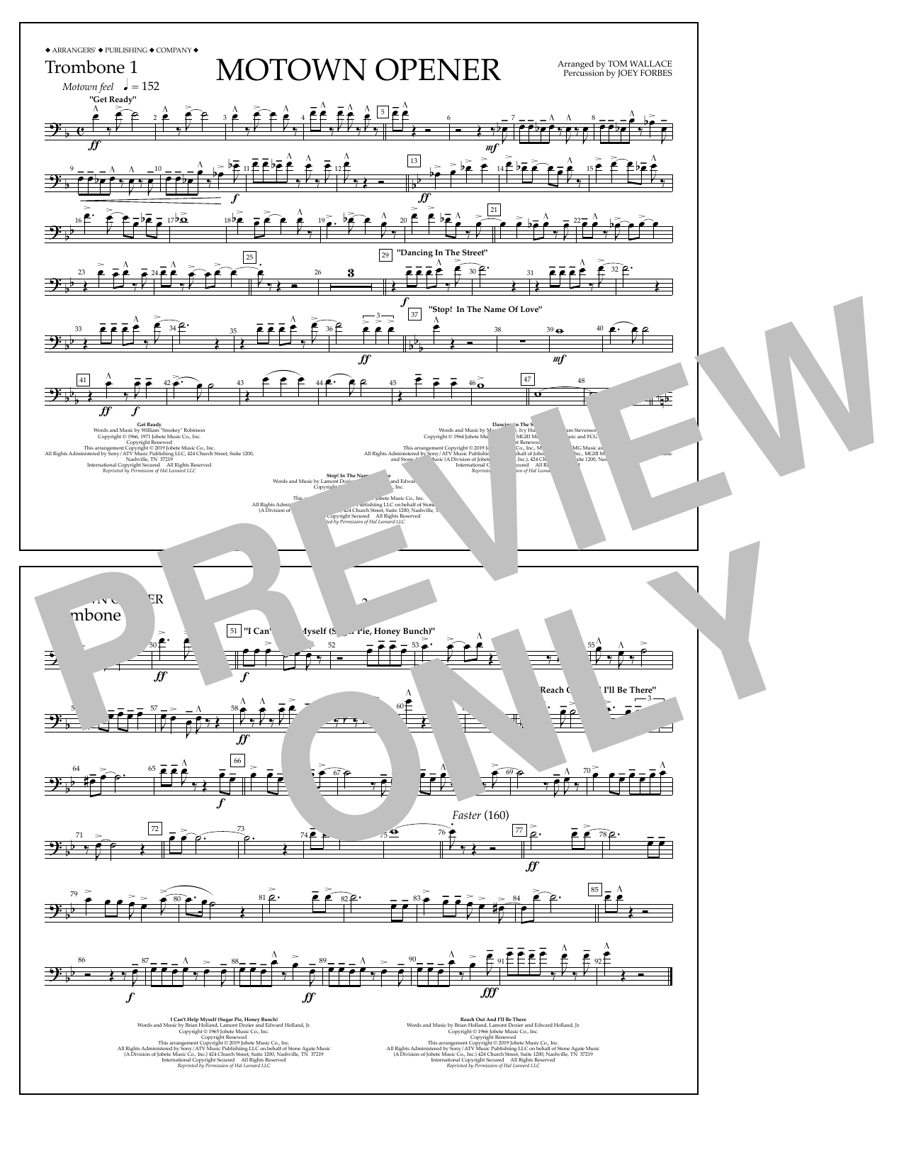 Product picture to: Motown Theme Show Opener (arr. Tom Wallace) - Trombone 1