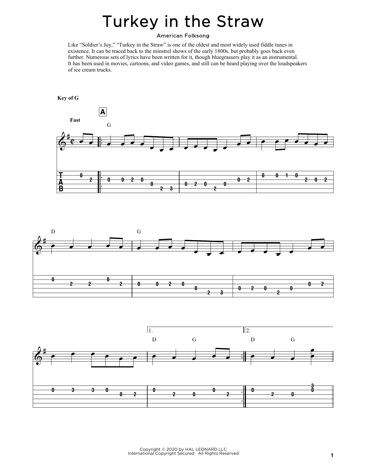 Produktgalerie: Seite 1 von 1 Turkey In The Straw (arr. Fred Sokolow), American Folksong, Gitarre