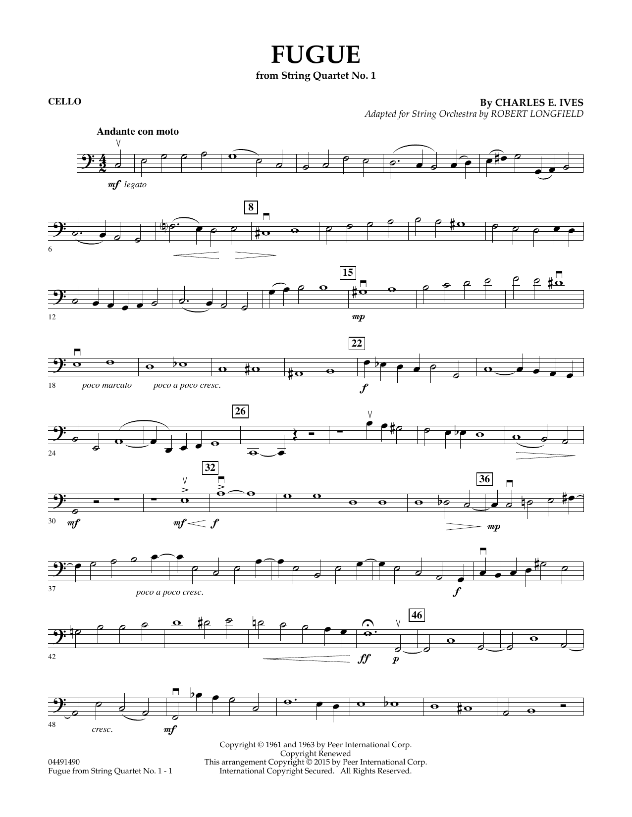 Produktbild zu: Fugue from String Quartet No. 1 - Cello