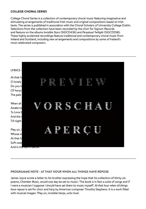 Produktgalerie: Seite 3 von 11 At that hour when all things have repose, , Sopran Solo, Gemischter Chor und Harfe