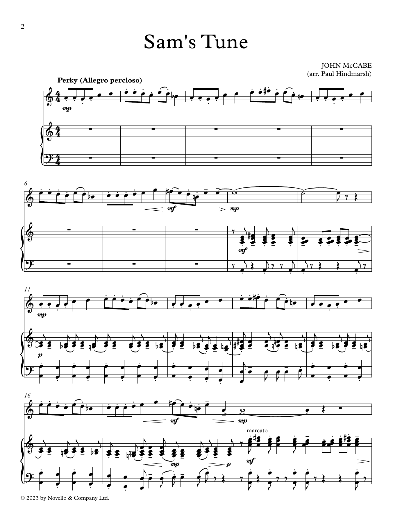 Produktbild zu: Sam's Tune (arr. Paul Hindmarsh)