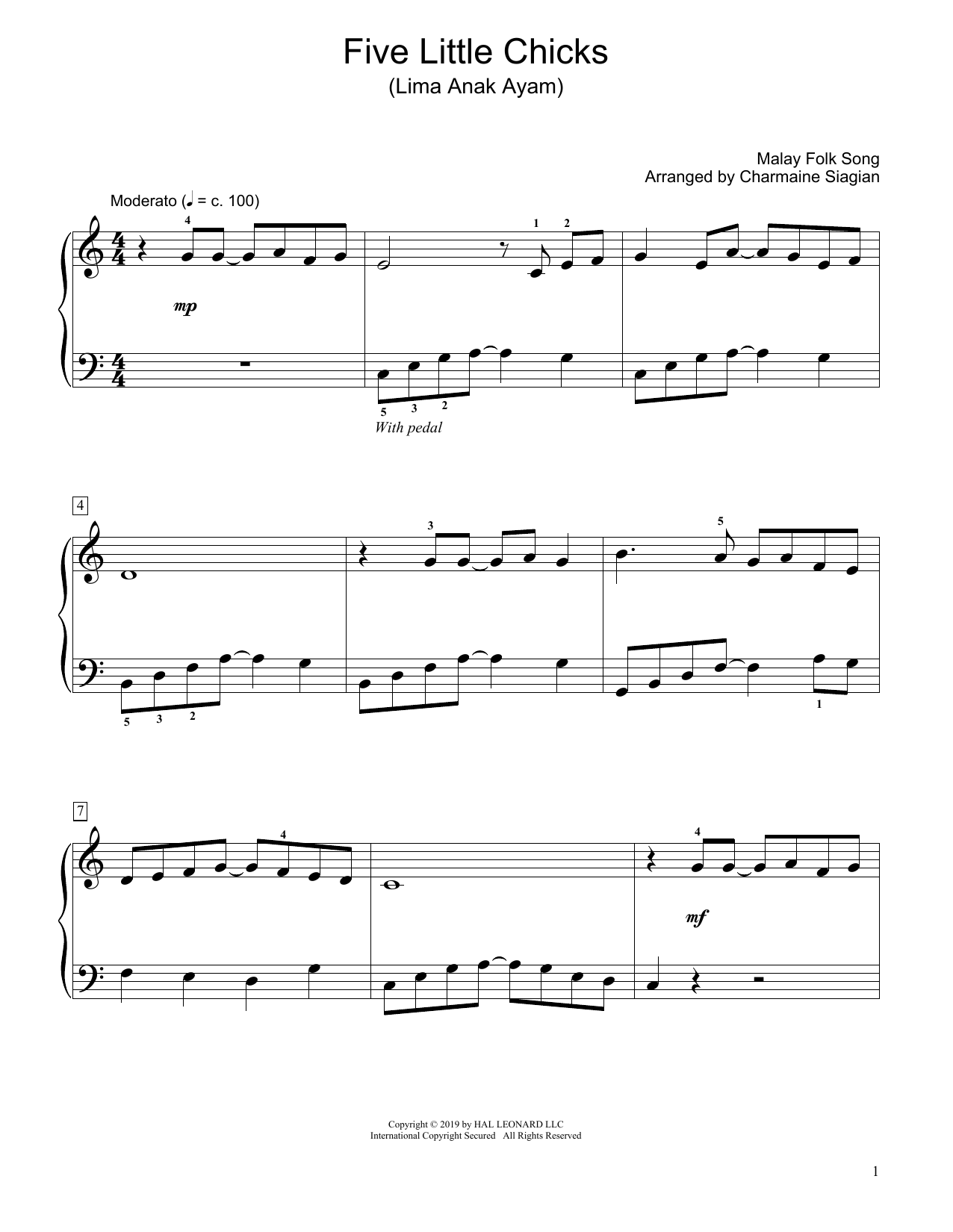 Product picture to: Five Little Chicks (Lima Anak Ayam) (arr. Charmaine Siagian)
