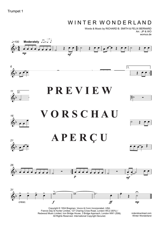 Produktgalerie: Seite 5 von 9 Winter Wonderland (Jazz-Version) , Crosby, Bing,  (Blechbläser Quartett)