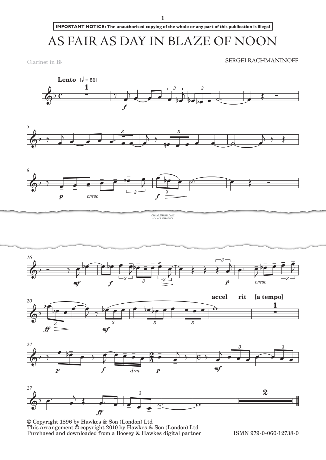 Produktgalerie: Seite 1 von 1 As fair as day in blaze of noon, Sergei Rachmaninoff, Klarinette, Klavier