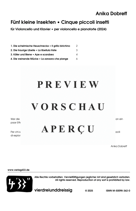 gallery: Fünf kleine Insekten, , Violoncello und Klavier
